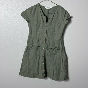 H&M Girls Kids Button up Green Dress size 8